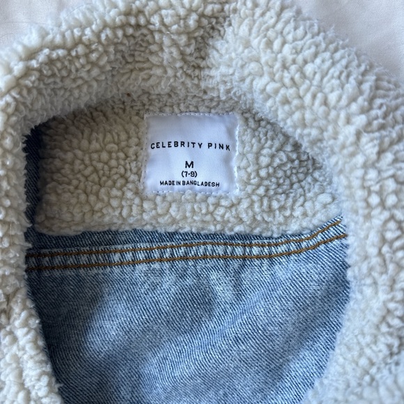 Celebrity Pink Denim Jacket with Cream Sherpa Lining - Picture 2 of 2